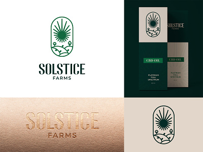 Solstice Farms Logo branding cannabis cbd cbdoil farm hemp herb identity label logo logomark logotype minimal nature organic packaging solstice sun typography