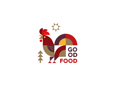 Good Food Logo abstract brand identity branding colorful design geometric graphic design identity illustration logo logomark mark minimal nature pattern rooster typography