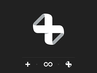 Nerdcore Medical black and white branding icon identity infinity logo logomark medical plus mark