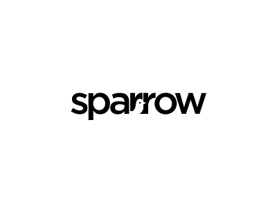 Sparrow Logo bird logo clever logo identity mark minimal negative space sparrow typography word mark