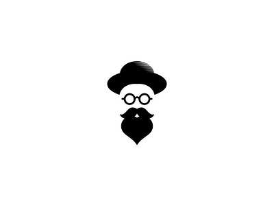 Beard Guy beard character hat logo mark minimal moustache nerd