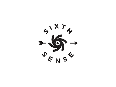 Sixth Sense Logo arrow black and white eye identity logo number six sixth sense