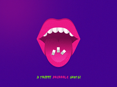 3 Dribbble Invitations illustration invitations mouth shots teeth tongue trippy