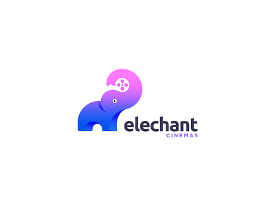 Elechant Cinemas Logo animal logo cinema colorful elephant film film reel logo movie movie reel