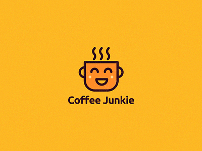 Coffee Junkie Logo coffee cup identity junkie logo mark smile tea yellow