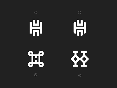 H Monogram Exploration. black and white explorations h identity letter h logo mark minimal monogram