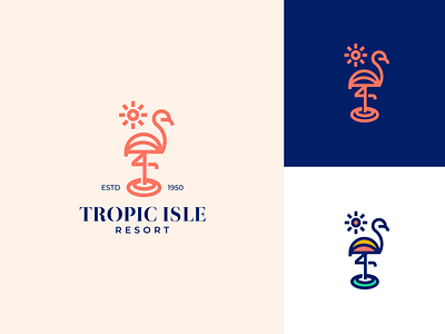 Tropic Isle Logo bird bird logo branding flamingo identity island isle logo resort sun tropic