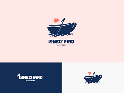 Lonely Bird Logo bird bird logo boat branding cinema identity lake logo lonely movie productions river solitude sun sunset typography wander water