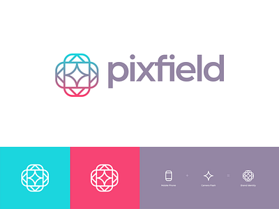 Pixfield Logo app branding camera field flash identity logo mobile phone photo picture pixel