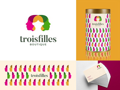 Troisfilles Logo apparel boutique branding colorful fashion female filles girls ladies logo trois woman