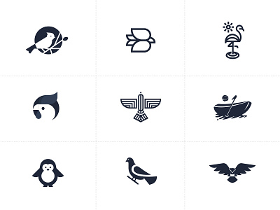 Bird Logo Collection bird logo bird logos boat dove flamingo fly hen identity logo logo collection owl penguin wings