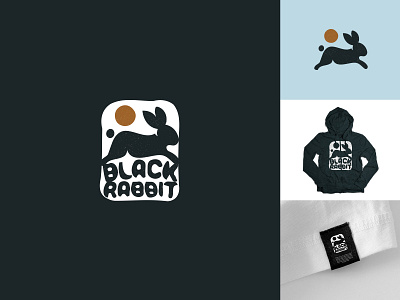 Black Rabbit Logo animal apparel branding costume fashion hare hop identity jump logo rabbit sun