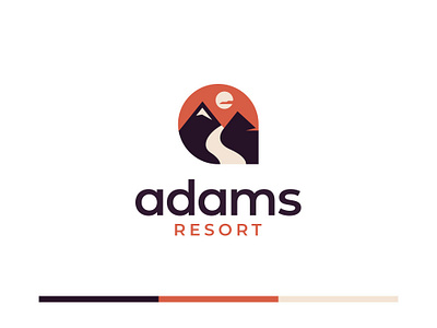 Logo for Adams Resort adam branding hill identity logo mark nature resort river scenery sunset