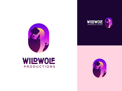 Wildwolf Logo colorful colors film identity illustration landscape logo movie productions scenery sunset typography wild wolf