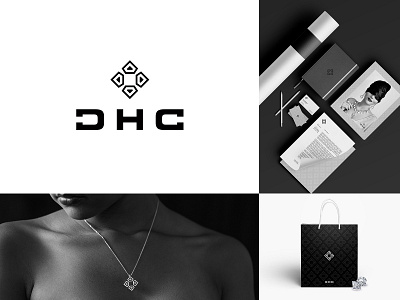 DHC Branding ambigram black and white branding chain diamond diamond logo identity jewellery logo logo design logotype ornaments purity typography