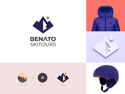 Benato Skitours Logo b b logo branding hill identity logo mountain skating skitours snow sun tour