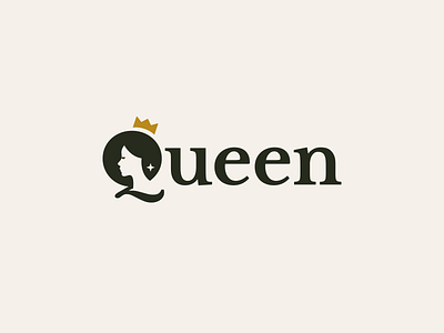 Queen Wordmark clever logo crown female girl logo logo design logotype luxury queen royal star woman wordmark