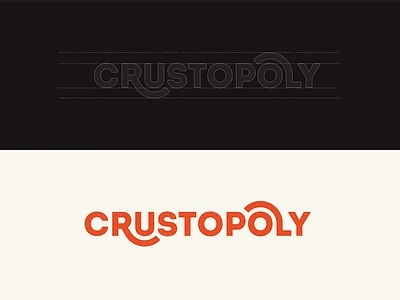 Crustopoly Typography branding crust food food logo identity logo logo process logodesign logotype mark pizza poly typeface typography