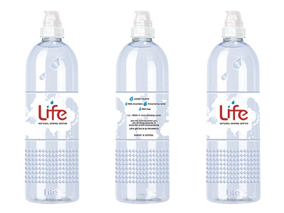 Getting to grips with the Life Water bottle bottle design branding design graphics labels life life water logo logo design product labels rebrand water