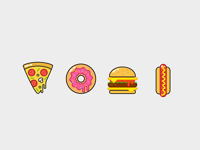 Food Icons burger donut food hotdog icon pizza vector