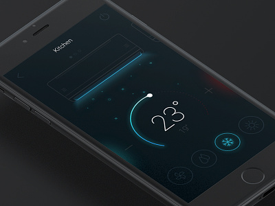 Air-conditioning setting air condition app daily ui dark illustration line mode simple system ui ux