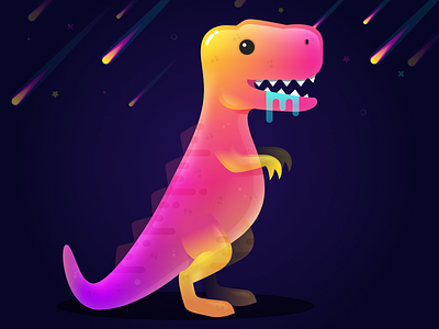 Marmalade T-rex art colors cute dino gradients illustration meteor space sweet t rex universe vector