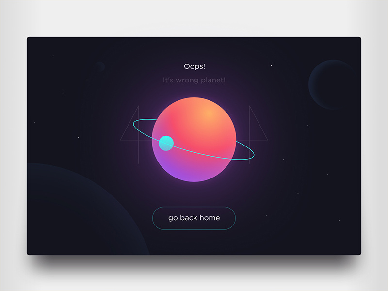 404 page ux ui space site dark daily ui 404