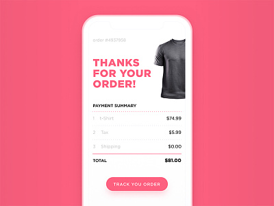 Email Receipt 017 button card color daily ui dialog illustration ios order pink ui ux