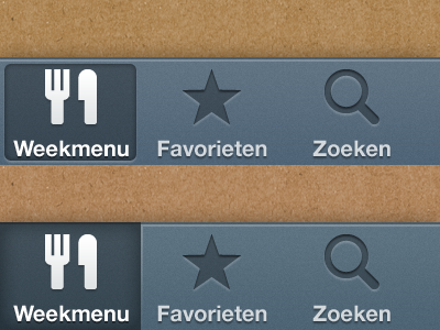 Which 'active tab' do you like the most? active bar bottom gui inactive ios iphone menu navigation tab ui weekmenu