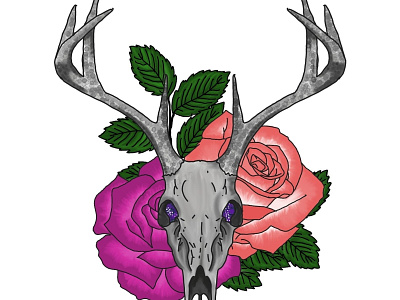 Skulls n Roses abstract autodesksketchbookpro deerskull design digital art illustration roses