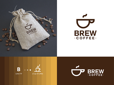 Brew Coffee - Brand Identity brand design brand identity bussiness color company corporate identity design design art elegant flat gestalt graphic design logo logo design logotype modern simple typography
