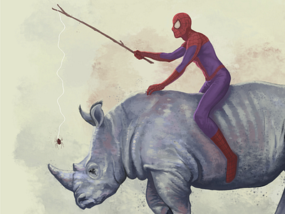 Rhino Riding marvel comics spider man