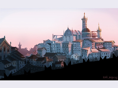 Fantasy City cartoon cartoonist city environement fantasy game design illustration photoshop