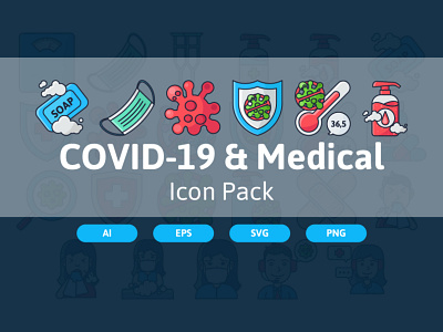 COVID 19 & Medical Icon Pack concept corona coronavirus covid covid 19 design first shoot gradient healthcare icon illustration medical ui virus web