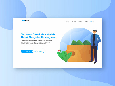 Exploration Bank Web Design app bank concept design first first shoot flat design gradient gradient design icon illustration landing page landing page concept money ui web