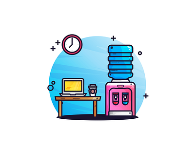 Desk Setup design desk first first shoot flat design icon illustration laptop pc setup