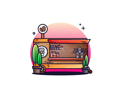 Coffee Shopp☕🏪 animation coffee coffee shop design first shoot flat design gif gradient gradient color gradient icon icon illustration vector