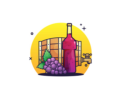 🍇🍷 animate animation design first shoot flat design fruit fruits grape icon illustration wine wine bottle