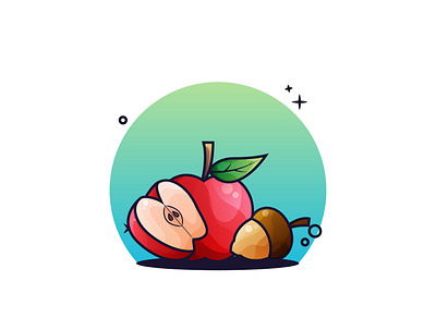 Apple Fruits and Acorn Illustration 🍎🍎 acorn acorns animate animation apple art design fruit fruits gradient icon icons iconset illustration