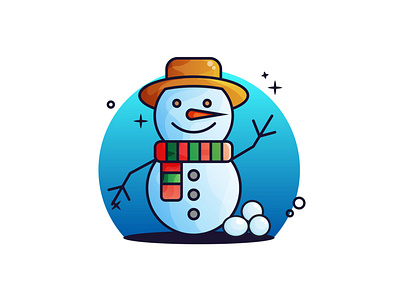 Snowman Gradient Illustration ❄🧣 animate design flat design gradient gradient color gradient design gradient icon ice icon a day icon set illustration snow snowball snowman web winter