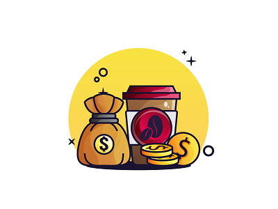 Money and Coffee Illustration