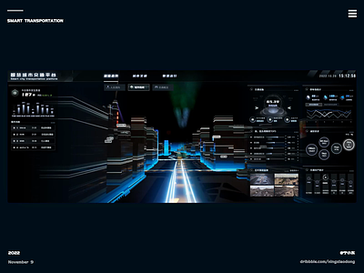 Smart transportation_ Traffic network 3d animation chart dashboard data design ui visualization