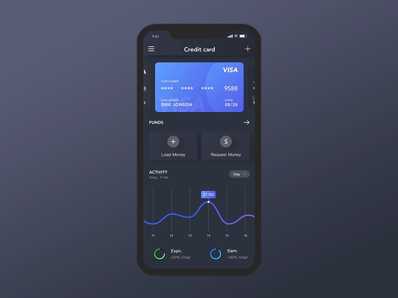 Add a bank card app，animation clean finance financial home wallet