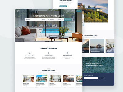 Landing page booking rental travel ui web