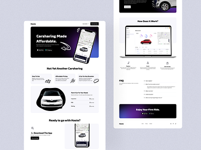 Landing for Haste web car car rental carsharing landing ui web