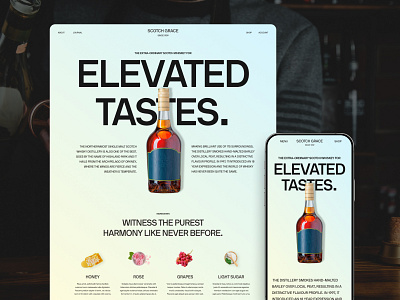 Scotch Grace — Promotional Explorations branding colorful composition design interaction layout liquor motion product promotional shop storytelling typography ui ux web website