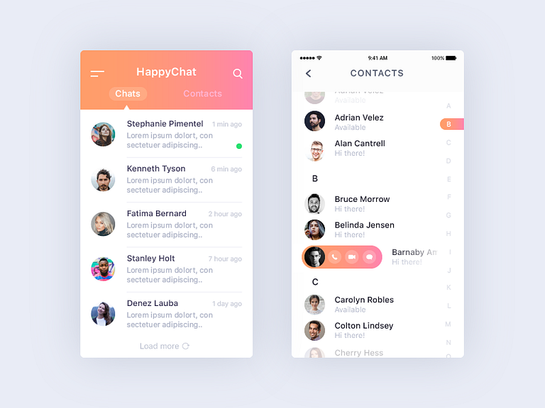 Updating App - Chats & Selecting Contacts UI Design by Majed on Dribbble