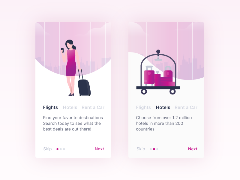 Onboarding Flights & Hotels and Rent a Car UI Design by Majid on Dribbble