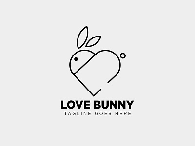 Bunny / rabbit Love Care Line Logo design inspiration animal art bunny business care couple design icon illustration line logo love non profit professional logo rabbit romance soulmates sweet heart symbol template