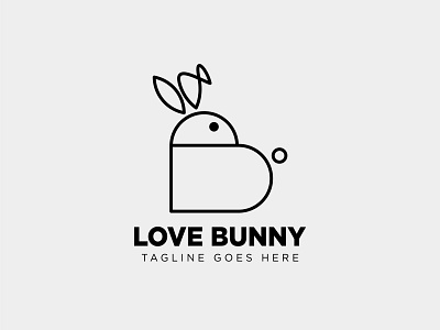 Bunny / rabbit Love Care Line Logo design inspiration